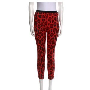 Tom Ford Red Leopard Print Cropped Pants